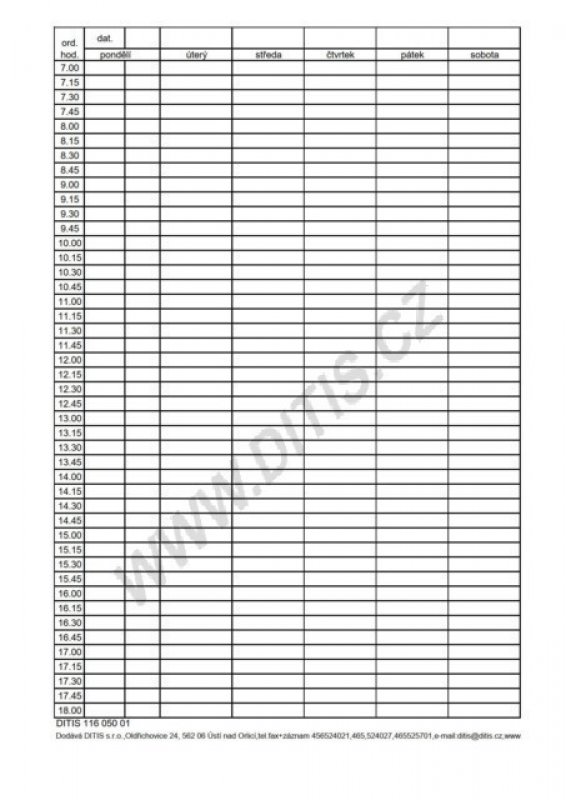 Objednací kniha pacientů DITIS r. 2025 (A4)