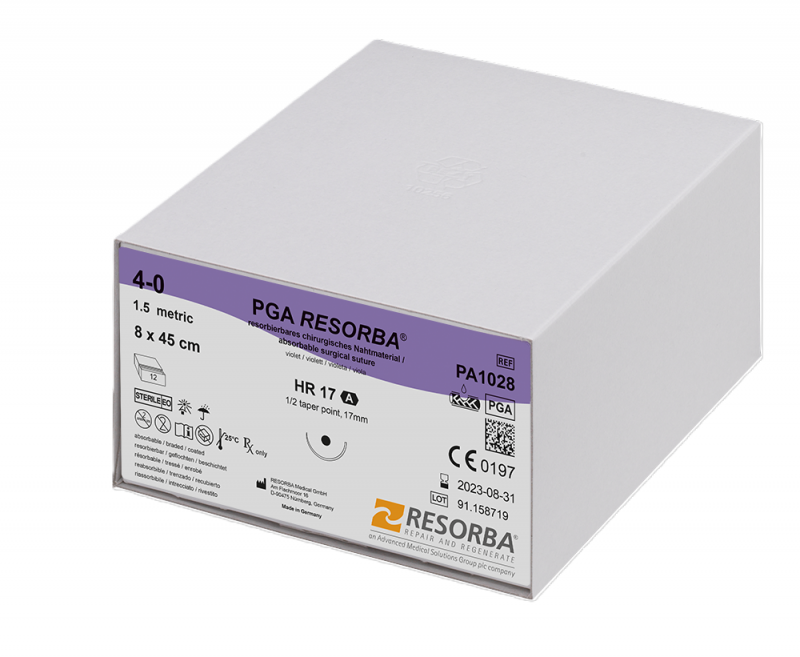 Šití Resorba PGA - HR 17 EP1 USP 5/0 0,7m (fialové)