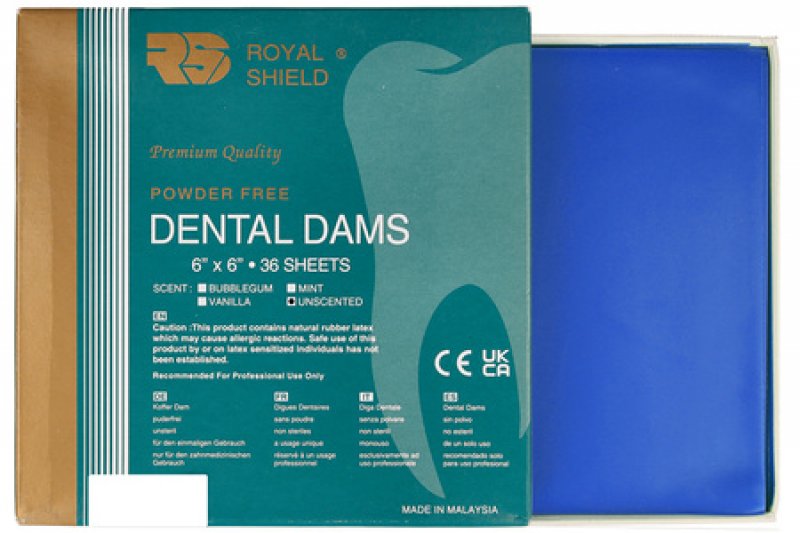 Kofferdam Royal Shield - modrý, bez vůně, silný (36ks/bal)