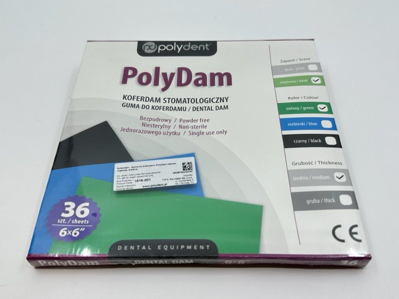 Kofferdam PolyDam Polydent - zelený, máta, střední (36ks/bal)